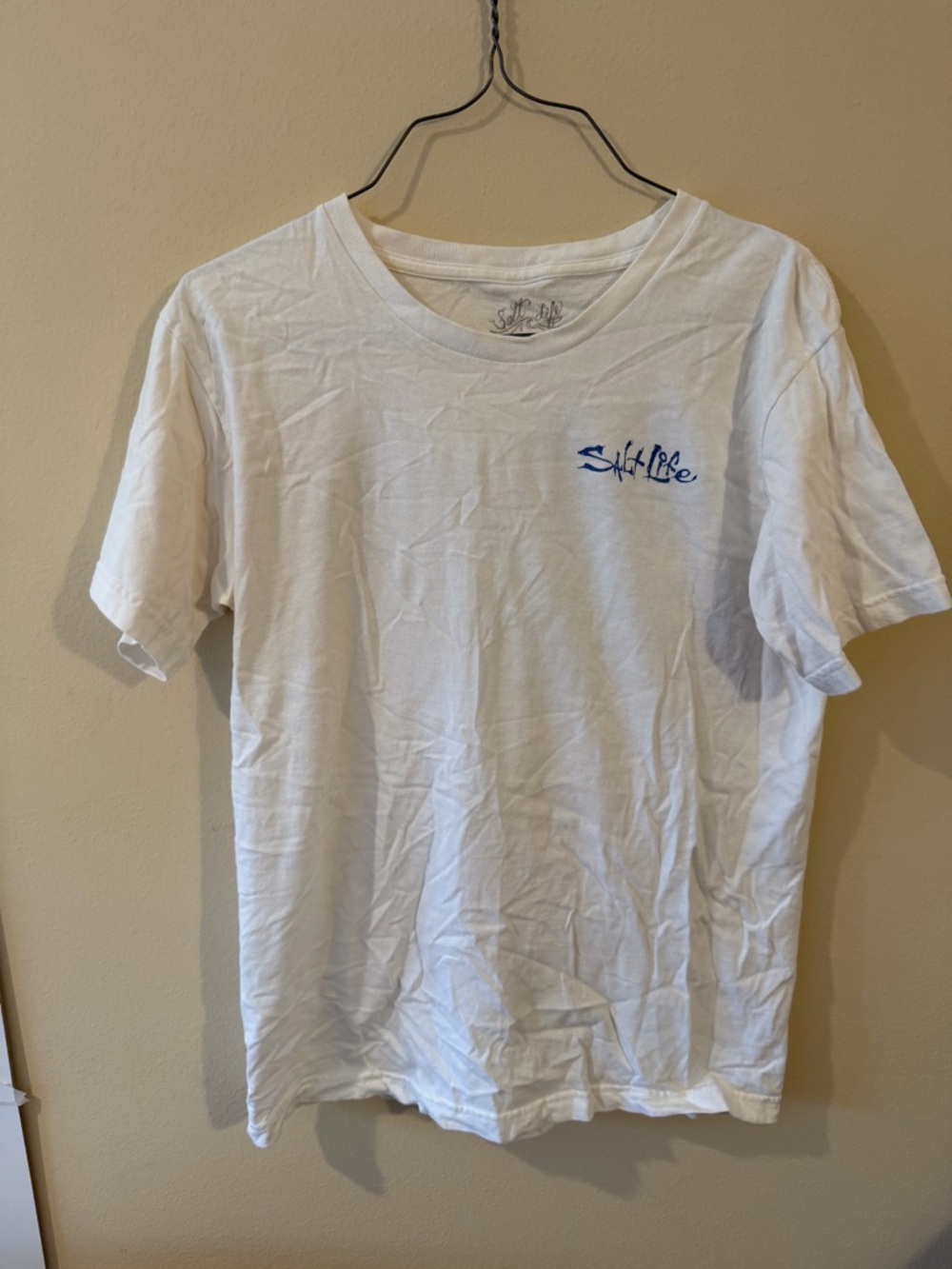 Salt Life White Tee with Blue Script Logo